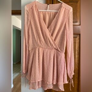 Free People Romantic Pink Swiss Dot Tunic Dress XS